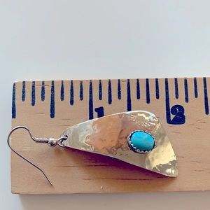 Sterling silver Native American earrings with turquoise stone